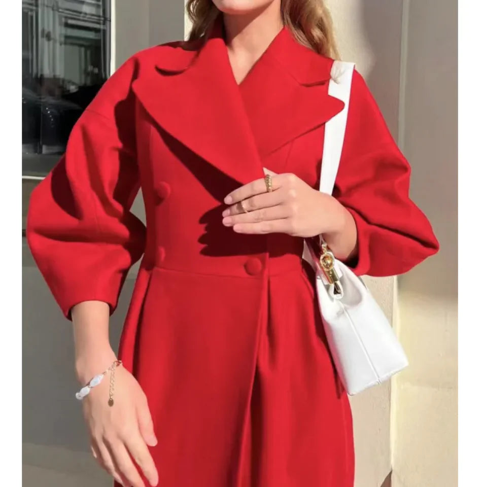 Chaqueta vintage de solapa con mangas farol