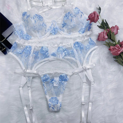 2023 Women's Sheer Lace Embroidered Lingerie Set