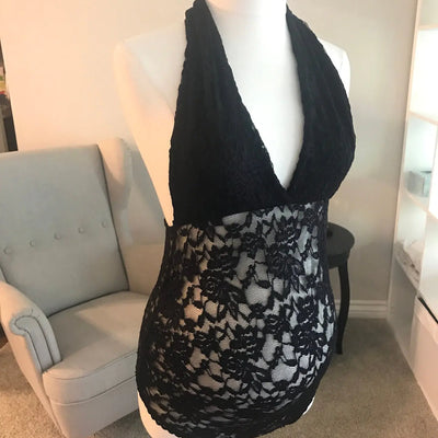Lingerie de grossesse dos nu en dentelle avec tour de cou