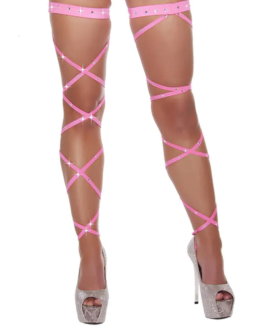 Load image into Gallery viewer, Rhinestone Hollow Cross Strap Stockings
