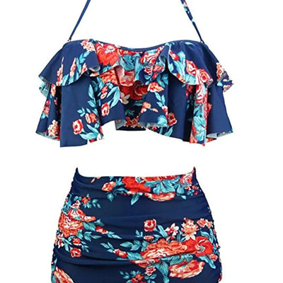 High-Waisted Ruffle Plus Size Bikini Swimwear