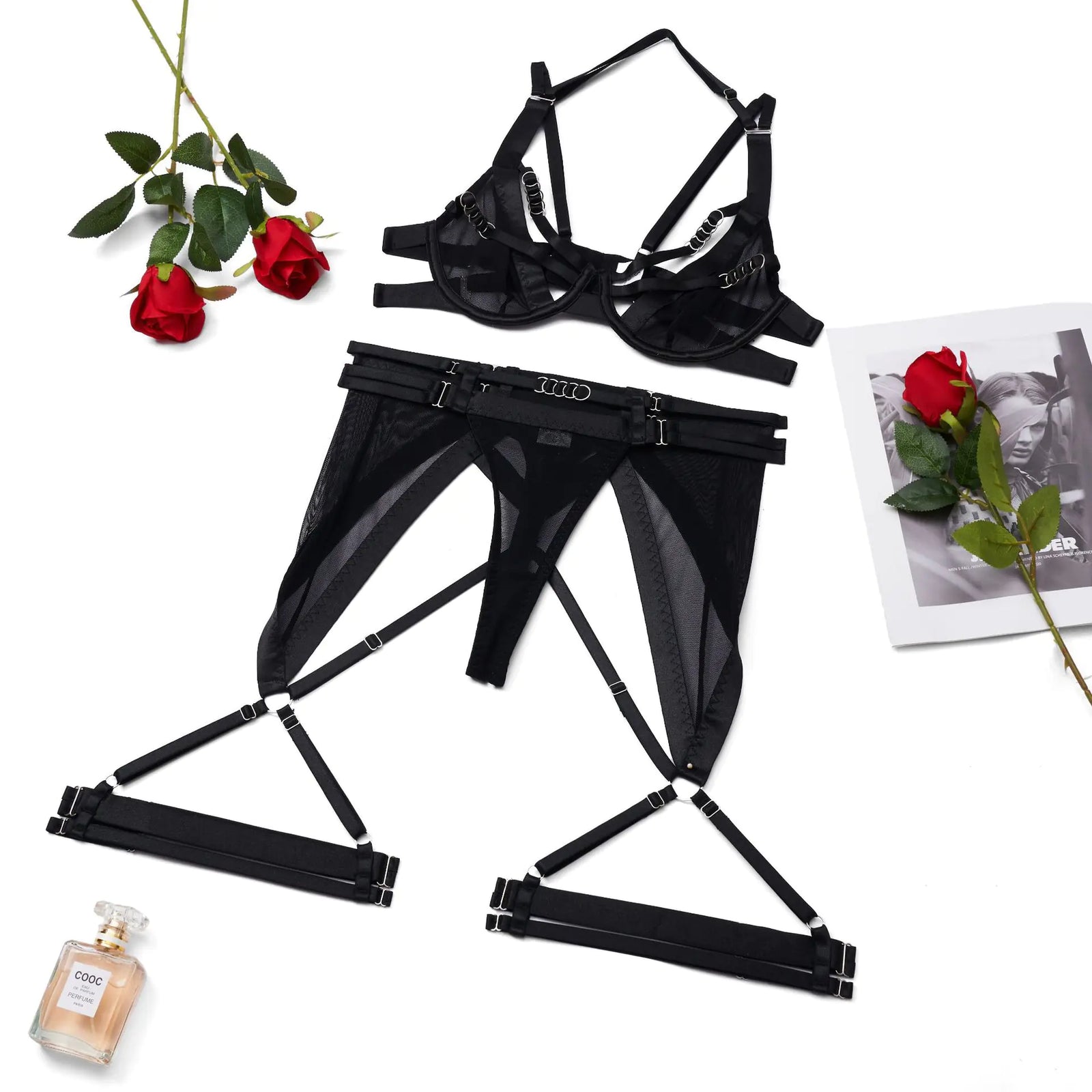 2023 Amazon New Heavy Metal Neckline Lingerie Set