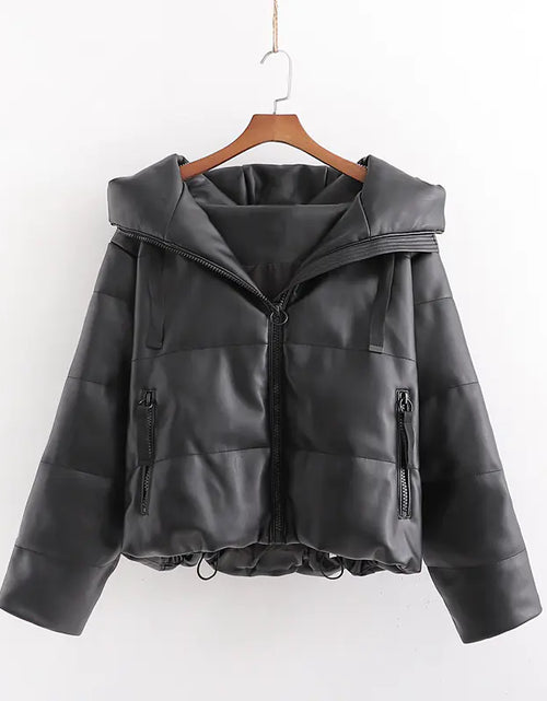 Load image into Gallery viewer, Warm Cotton Jacket, PU Leather Coat, PU Jacket
