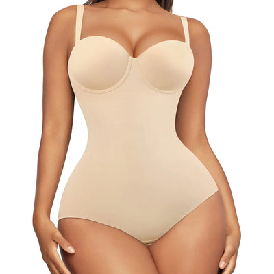 FeelinGirl Bodysuit Shapewear for Women Tummy Control Body Shaper Backless Bodysuit Tops Body Shaper with Built-in Bra