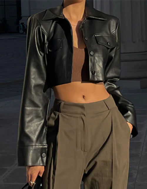 Load image into Gallery viewer, Leather Cropped Jacket
