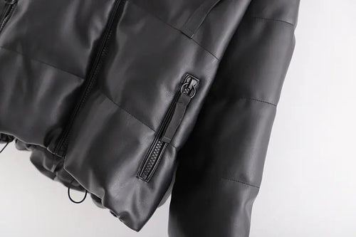 Load image into Gallery viewer, Warm Cotton Jacket, PU Leather Coat, PU Jacket
