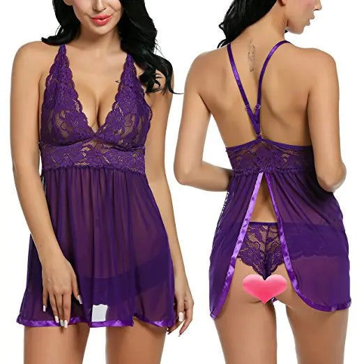 Open-Slit Lingerie Set for Women