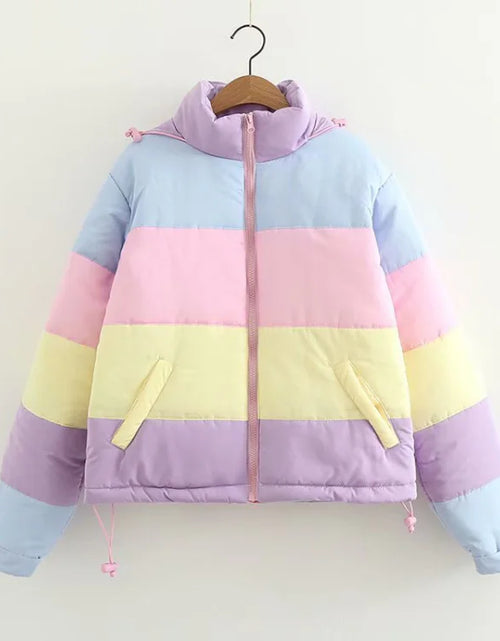 Load image into Gallery viewer, Rainbow Loose Thick Cotton Jacket (Bread Jacket)
