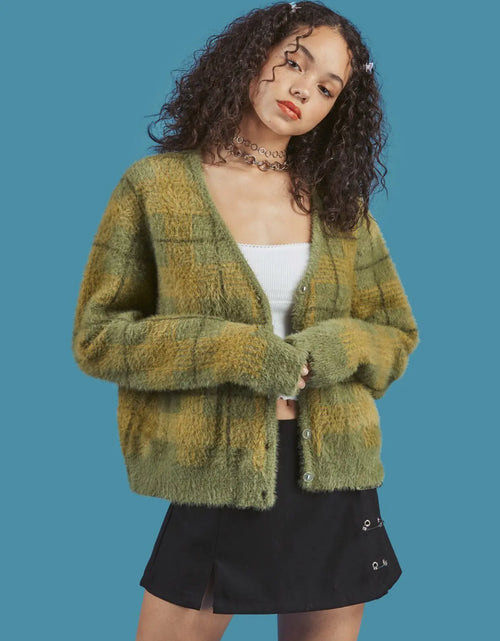 Load image into Gallery viewer, Plaid Sweater Cardigan Jacket
